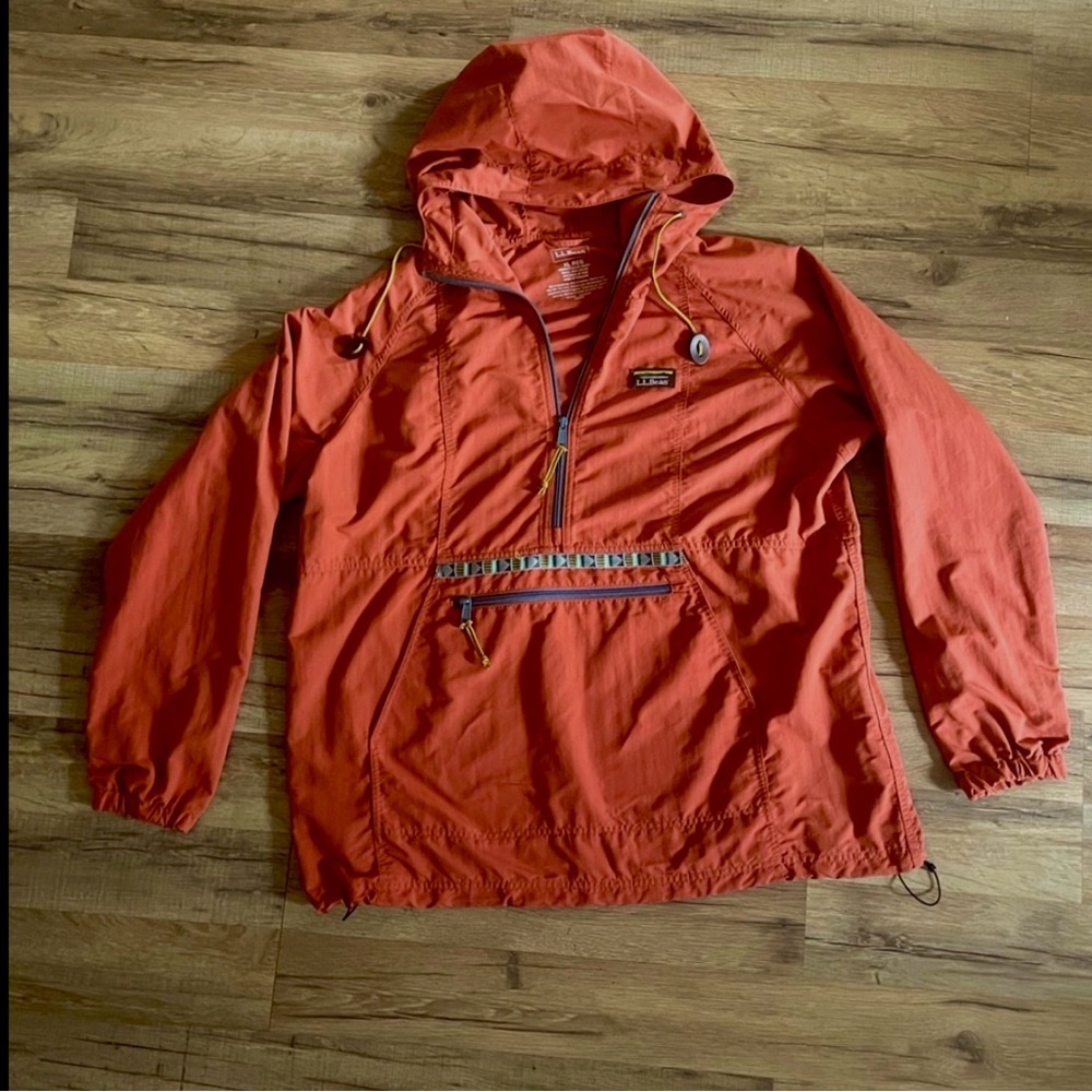 L.L. Bean Classic Anorak pull over jacket burnt orange